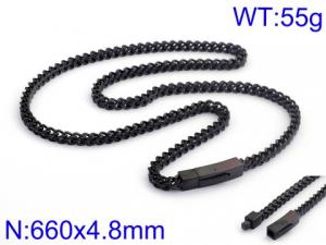 Stainless Steel Black-plating Necklace - KN37011-K
