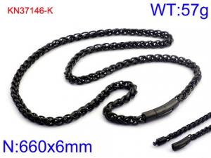 Stainless Steel Black-plating Necklace - KN37146-K