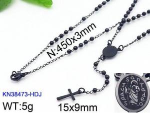 Stainless Steel Rosary Necklace - KN38473-HDJ