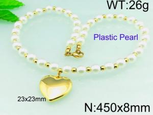 Imitation pearl heart pendant necklace - KN54744-Z