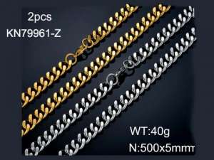 SS Gold-Plating Necklace - KN79961-Z