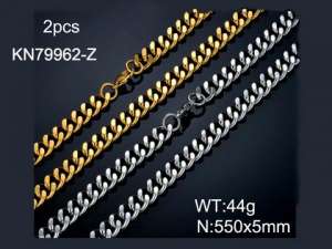 SS Gold-Plating Necklace - KN79962-Z