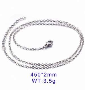 Stainless Steel O-Shape Round Necklace Small Chain - KN80707-Z