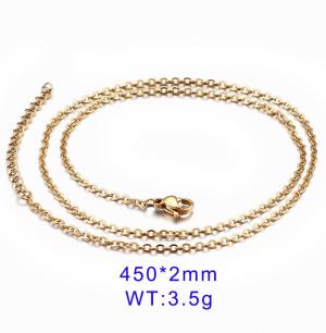 Stainless Steel Gold O-Shape Round Necklace Small Chain - KN80708-Z