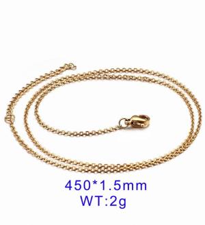 Stainless Steel Gold O-Shape Round Necklace Small Chain - KN80710-Z
