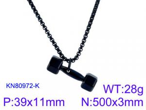 Stainless Steel Black-plating Necklace - KN80972-K