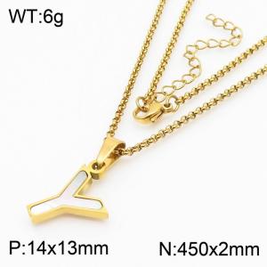SS Gold-Plating Necklace - KN81229-K