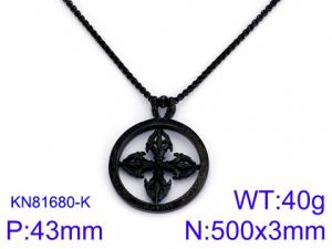 Stainless Steel Black-plating Necklace - KN81680-K
