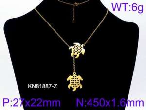 SS Gold-Plating Necklace - KN81887-Z