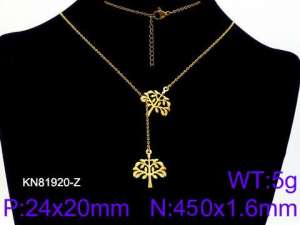 SS Gold-Plating Necklace - KN81920-Z