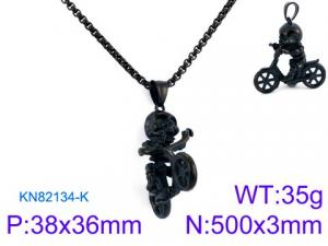 Stainless Skull Necklaces - KN82134-K
