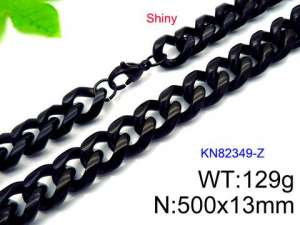 Stainless Steel Black-plating Necklace - KN82349-Z
