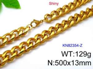 SS Gold-Plating Necklace - KN82354-Z