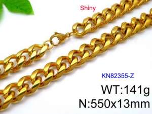 SS Gold-Plating Necklace - KN82355-Z
