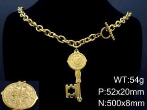 SS Gold-Plating Necklace - KN87092-Z