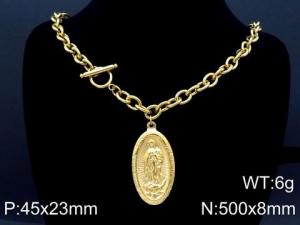 SS Gold-Plating Necklace - KN87097-Z