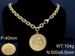 SS Gold-Plating Necklace - KN87102-Z