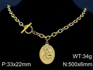SS Gold-Plating Necklace - KN87116-Z