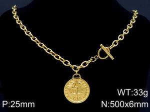 SS Gold-Plating Necklace - KN87131-Z