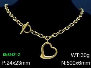 SS Gold-Plating Necklace - KN87134-Z