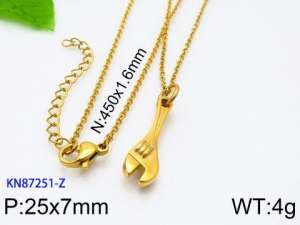 SS Gold-Plating Necklace - KN87251-Z