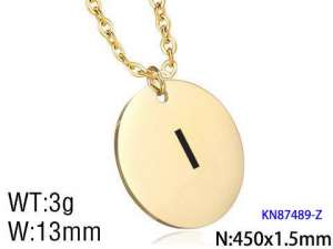 SS Gold-Plating Necklace - KN87489-Z