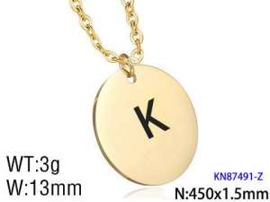 SS Gold-Plating Necklace - KN87491-Z