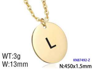 SS Gold-Plating Necklace - KN87492-Z