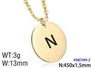 SS Gold-Plating Necklace - KN87494-Z