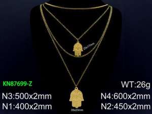 SS Gold-Plating Necklace - KN87699-Z