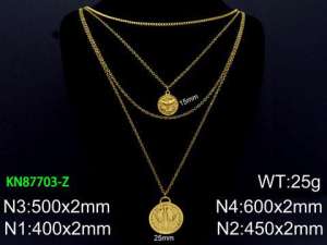SS Gold-Plating Necklace - KN87703-Z