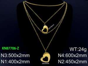 SS Gold-Plating Necklace - KN87706-Z