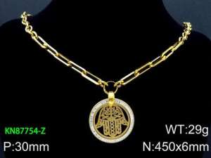 SS Gold-Plating Necklace - KN87754-Z