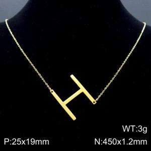 Gold-Plating stainless steel O-chain letter H necklace - KN88055-K