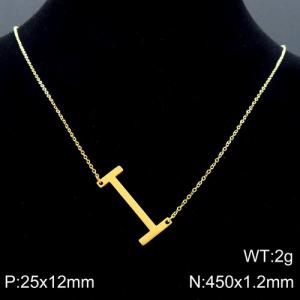 Gold-Plating stainless steel O-chain letter I necklace - KN88056-K