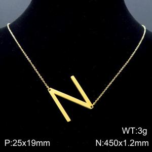 Gold-Plating stainless steel O-chain letter N necklace - KN88061-K