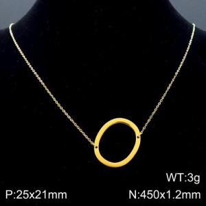 Gold-Plating stainless steel O-chain letter O necklace - KN88062-K