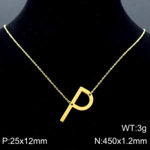 Gold-Plating stainless steel O-chain letter P necklace - KN88063-K