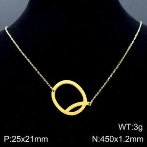 Gold-Plating stainless steel O-chain letter Q necklace - KN88064-K