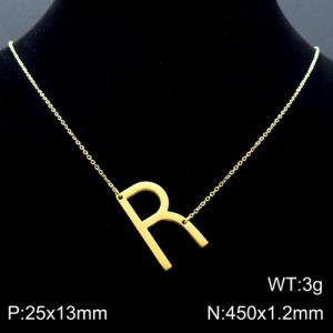 Gold-Plating stainless steel O-chain letter R necklace - KN88065-K