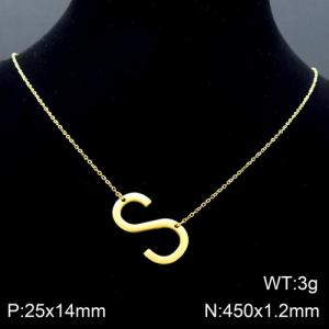 Gold-Plating stainless steel O-chain letter S necklace - KN88066-K