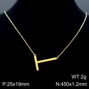 Gold-Plating stainless steel O-chain letter T necklace - KN88067-K