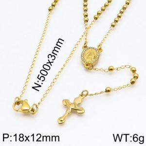 Stainless Steel Rosary Necklace - KN88153-NZ