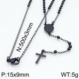 Stainless Steel Rosary Necklace - KN88154-NZ
