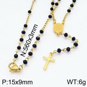 Stainless Steel Rosary Necklace - KN88156-NZ