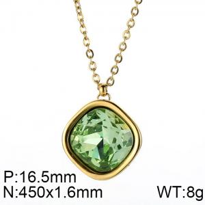 Stainless Steel Stone & Crystal Necklace - KN88198-K