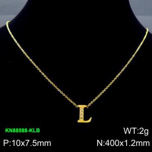 SS Gold-Plating Necklace - KN88588-KLB