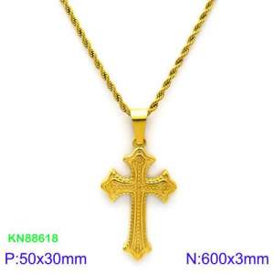 SS Gold-Plating Necklace - KN88618-K