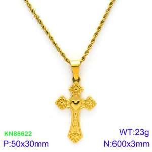 SS Gold-Plating Necklace - KN88622-K