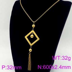 SS Gold-Plating Necklace - KN88757-Z
